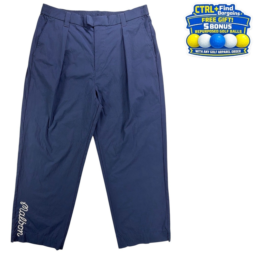 Malbon Magnolia Coolcore Pleated Golf Pants Performance Navy Men XL(36)